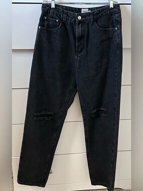 Princess Polly Black Slim Straight Distressed Women’s Jeans